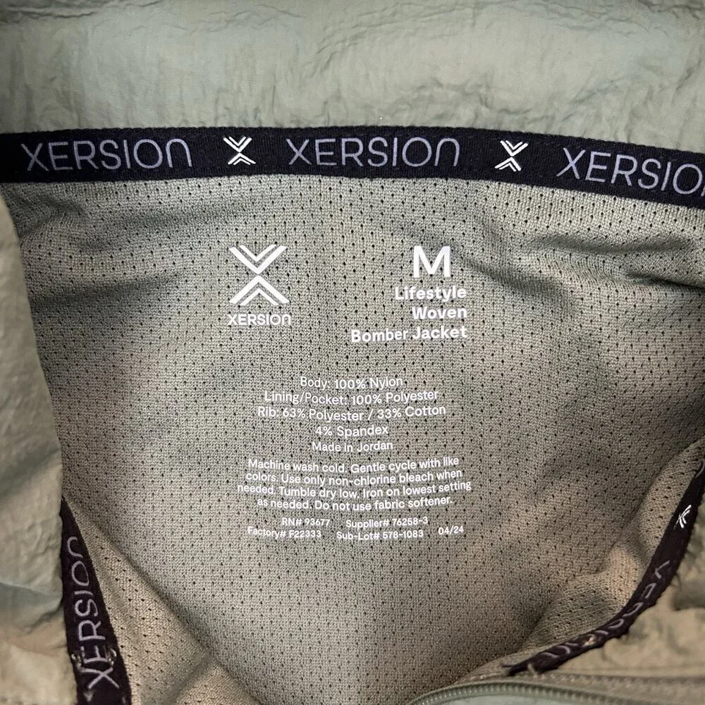 Xersion Men's Bomber Jacket Size M Green Full Zip Track Pockets Woven NWT $55